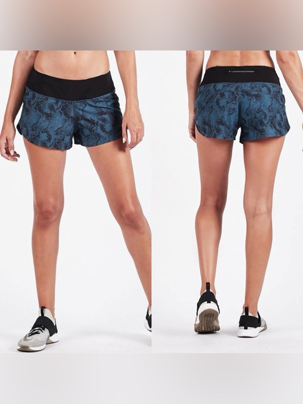 NWOT Vuori Women's Omni Performance shorts ride dunes textured teal and black